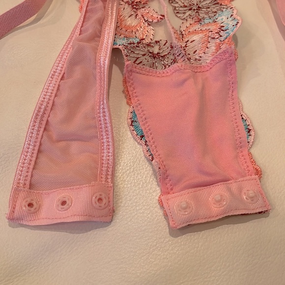 NWT underwire bodysuit pink contour bodysuit mesh transparent suspender sexy - Picture 11 of 15